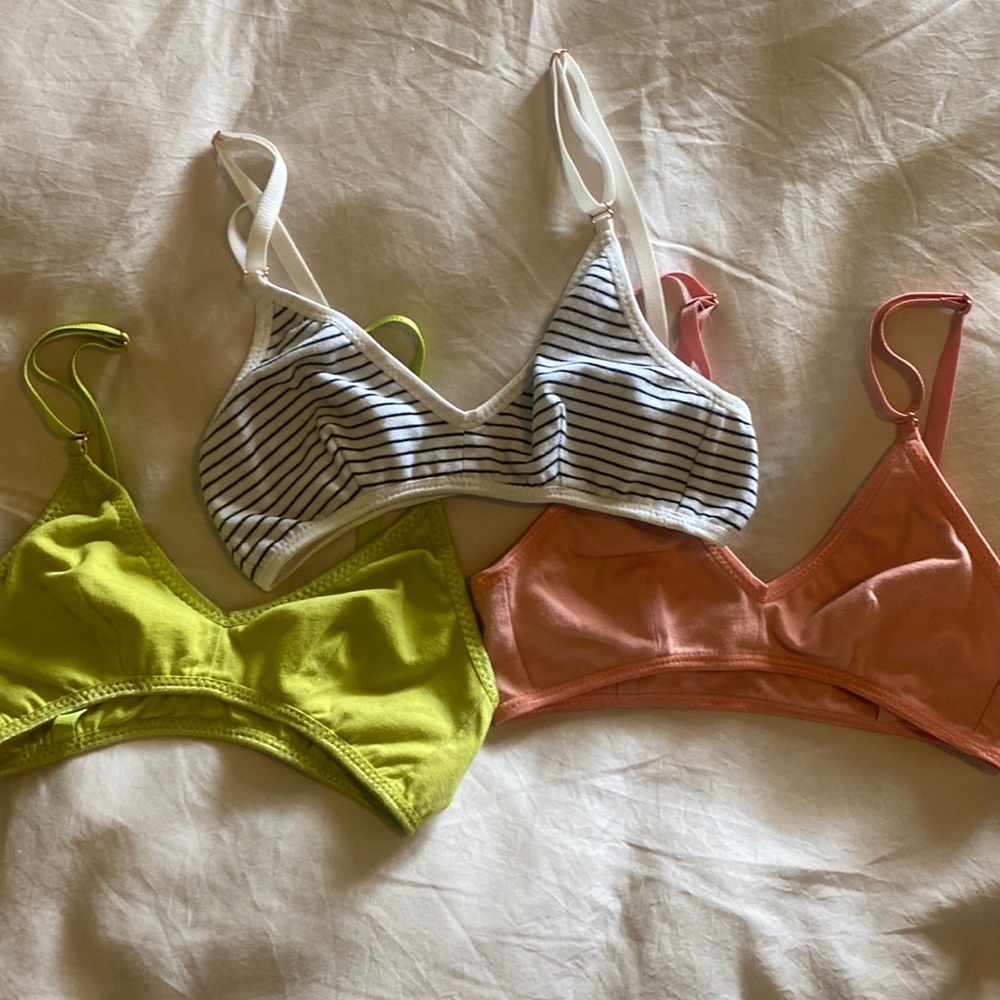 Set of three Brook There organic cotton triangle bras